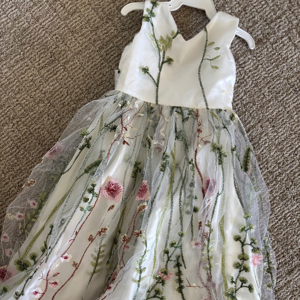 Floral Embroidered Flower Girl Dress